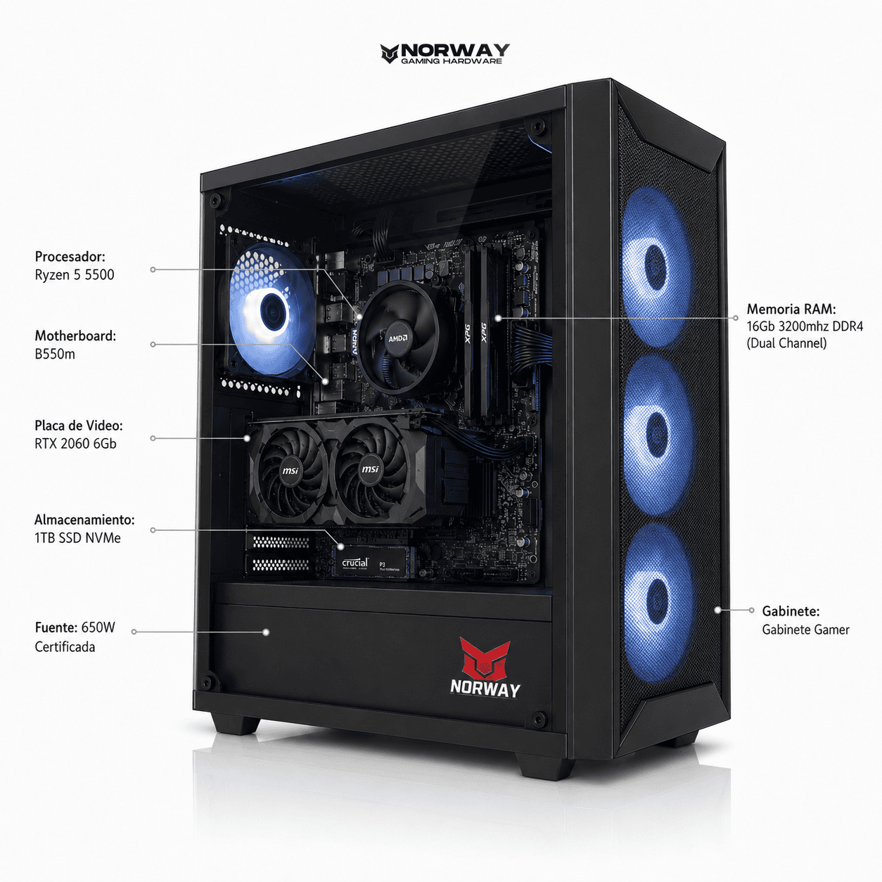 PC Gamer Basica | Ryzen 5 5500 + RTX 2060 6Gb