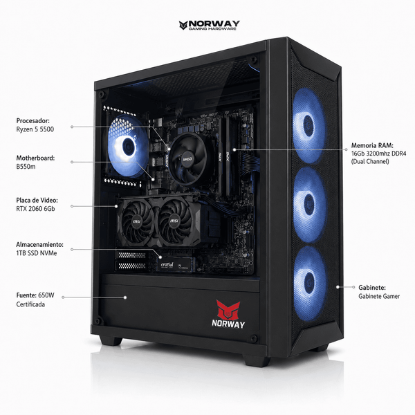 PC Gamer Basica | Ryzen 5 5500 + RTX 2060 6Gb