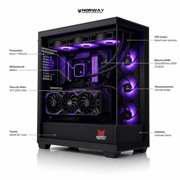 PC Gamer Gama Alta | Ryzen 7 7800x3d + RTX 3090 24Gb